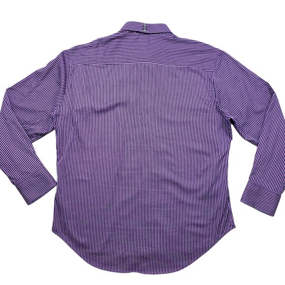 Robert Graham X Shirt Mens 2XL Purple Striped Button Up Flip Cuff Long Sleeve - Picture 10 of 12